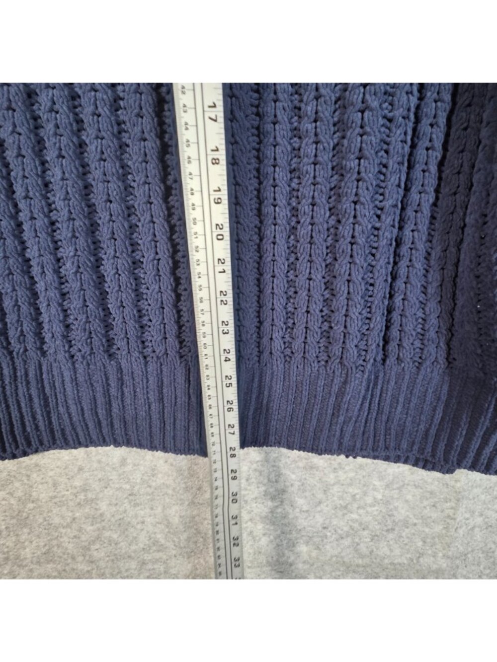 Aerie Women's Cable Car Navy Chunky Cable Knit Quarter Zip Sweater L - Picture 5 of 9